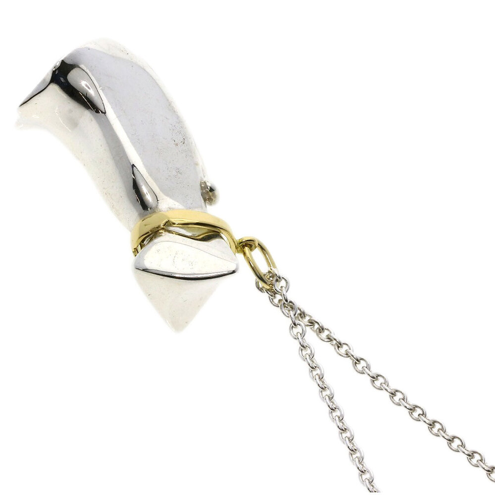 Tiffany Co cat motif necklace silver